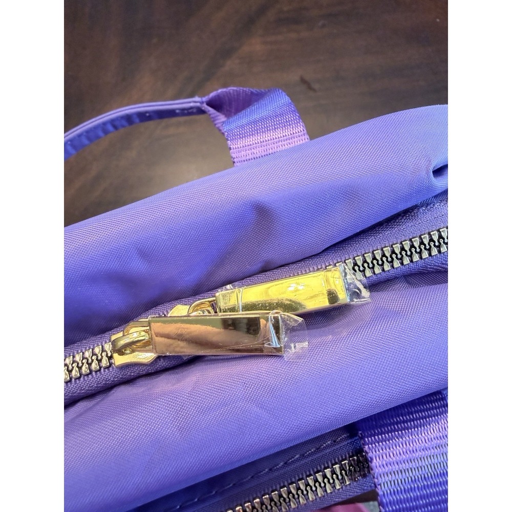Joy Mangano Toiletry Travel Makeup Bag cosmetic Case Hanging Nylon Purple - Picture 3 of 3
